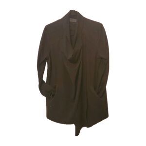 Blank NYC Black Faux Suede Drape Wrap Front Jacket Size L  Pockets Asymmetrical